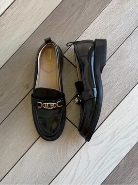 Sam Edelman Christy Black Box Leather Loafers